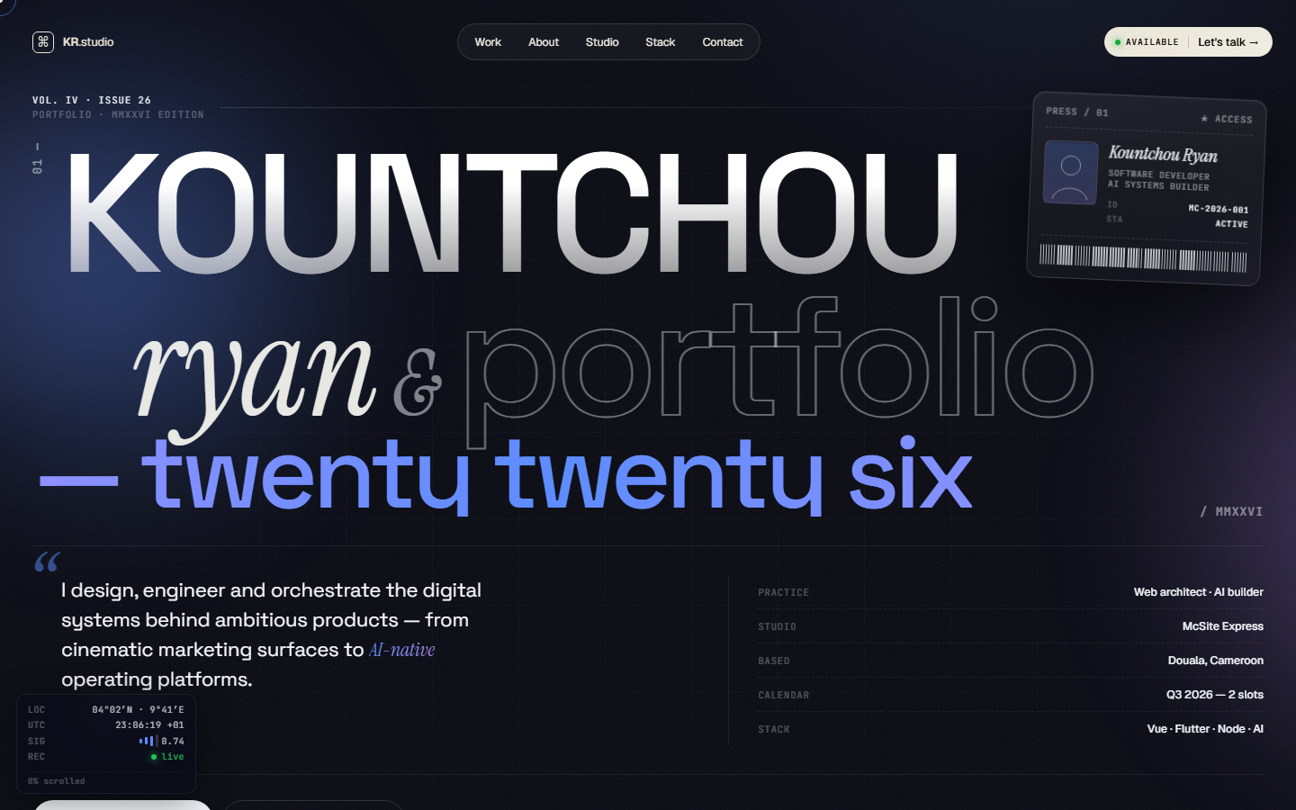 Aperçu du projet MC Portfolio